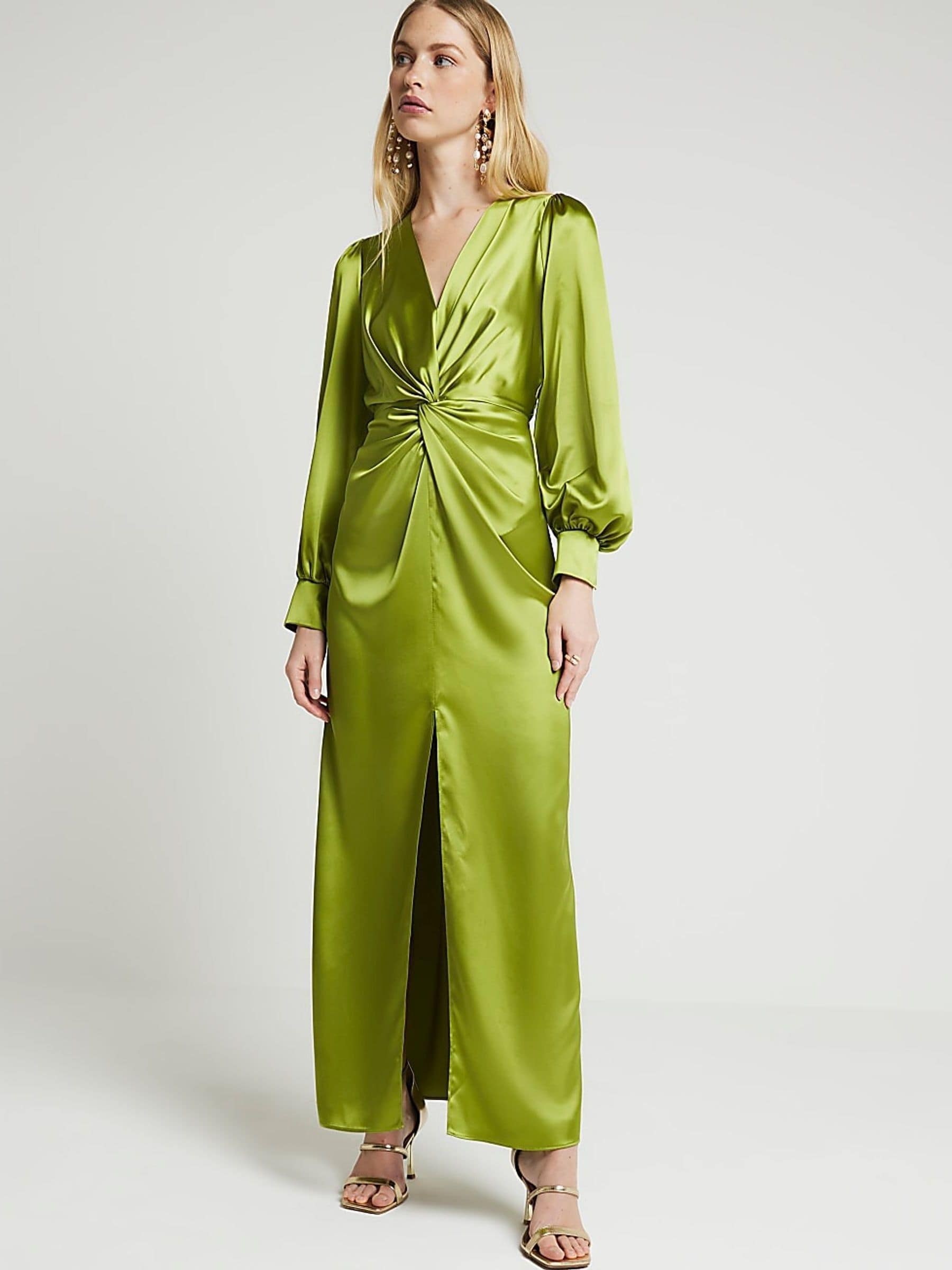 Satin twist front dress hot sale