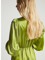 River Island Green Satin Twist Front Maxi Dress - Image 2 of 5