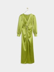 River Island Green Satin Twist Front Maxi Dress - Image 4 of 5
