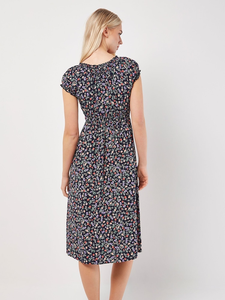 Apricot Multi Garden Floral Milkmaid Midi Dress - Image 2 of 8