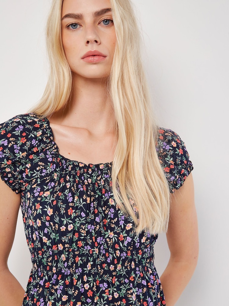 Apricot Multi Garden Floral Milkmaid Midi Dress - Image 4 of 8