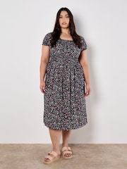 Apricot Multi Garden Floral Milkmaid Midi Dress - Image 5 of 8