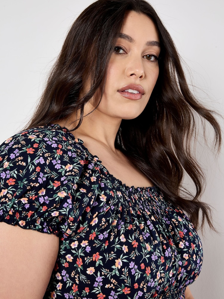 Apricot Multi Garden Floral Milkmaid Midi Dress - Image 6 of 8