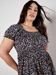 Apricot Multi Garden Floral Milkmaid Midi Dress - Image 7 of 8