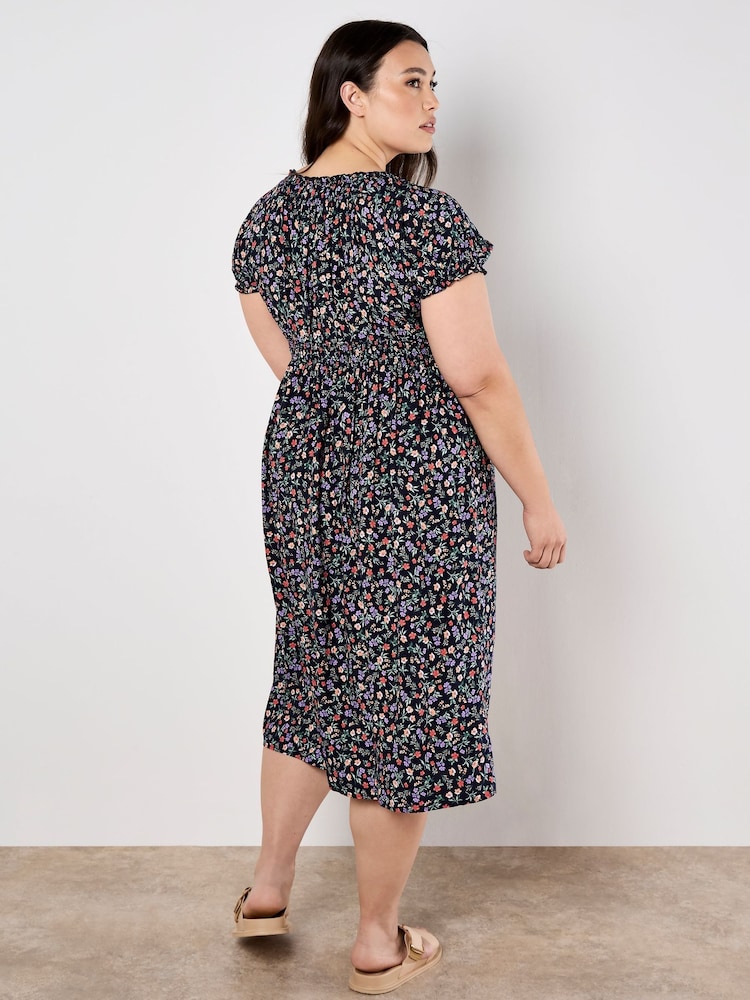Apricot Multi Garden Floral Milkmaid Midi Dress - Image 8 of 8