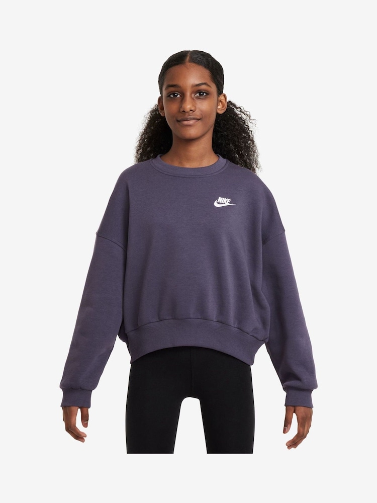 Nike Purple Raisin Club Fleece Boxy Crewneck Sweatshirt - Image 1 of 3