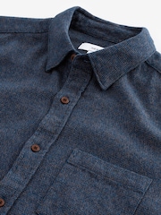 Navy Blue Brushed Texture 100% Cotton Long Sleeve Shirt - Image 6 of 7