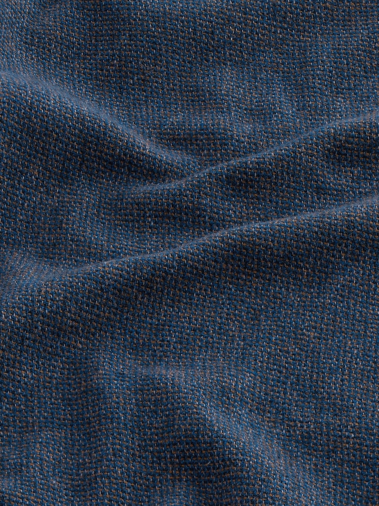 Navy Blue Brushed Texture 100% Cotton Long Sleeve Shirt - Image 7 of 7