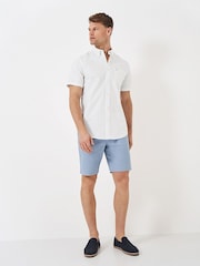 Crew Clothing White Short Sleeve Oxford 100% Cotton Shirt - Image 1 of 4