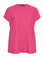Yours Curve Pink Crinkle Plisse Grown On T-Shirt - Image 5 of 5