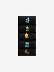 Black Camping Fun Embroidered Socks 5 Pack - Image 7 of 8
