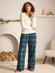 Bath & Body Works Navy/Green Check Jersey Pyjama Set - Image 4 of 6