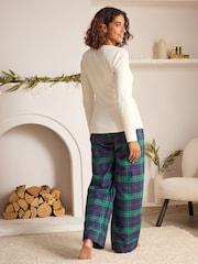 Bath & Body Works Navy/Green Check Jersey Pyjama Set - Image 5 of 6