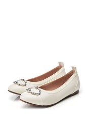 Moda in Pelle Fairy Elasticated Ballet White Pumps With Trim - Image 2 of 4
