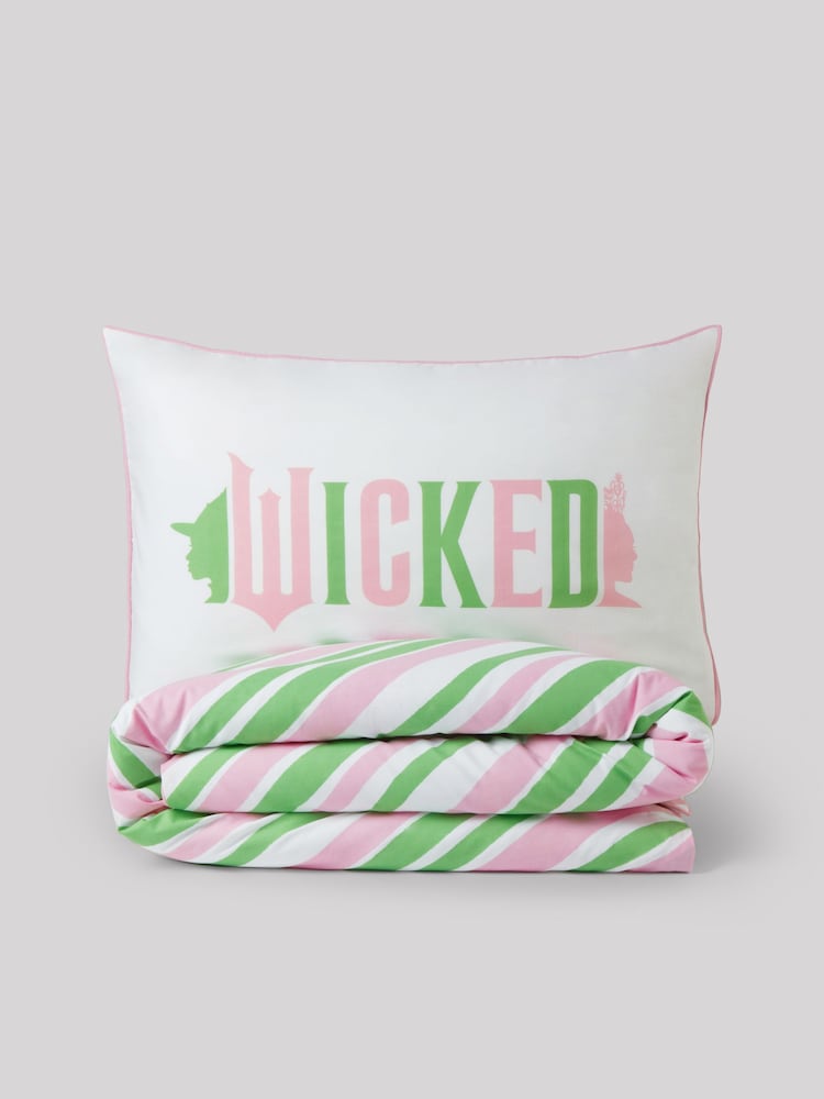 Pink/Green Wicked Single Duvet Cover and Pillowcase Set - Image 8 of 8