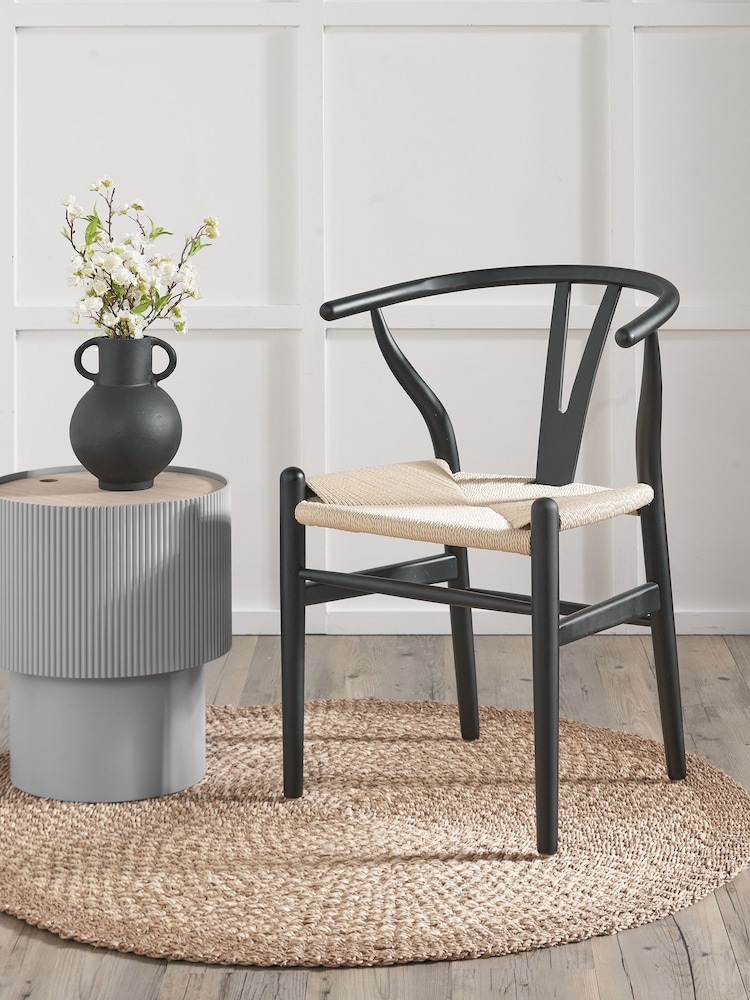 Pacific Black Beech Wood and Natural Rope Dining Chair - Image 1 of 6