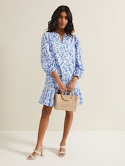 Phase Eight Blue Hermoine Cotton Swing Dress - Image 3 of 7