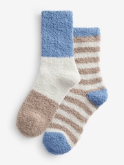 Blue/Ecru Cream/Camel Cosy Socks 2 Pack - Image 3 of 5