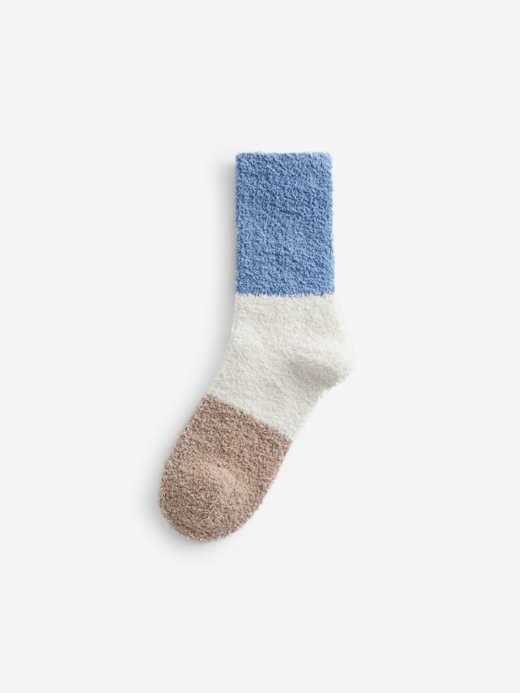 Blue/Ecru Cream/Camel Cosy Socks 2 Pack - Image 4 of 5