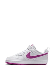 Nike White/Fuschia Pink Junior Court Borough Low Recraft Trainers - Image 2 of 8