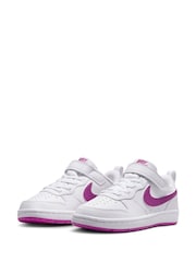 Nike White/Fuschia Pink Junior Court Borough Low Recraft Trainers - Image 3 of 8