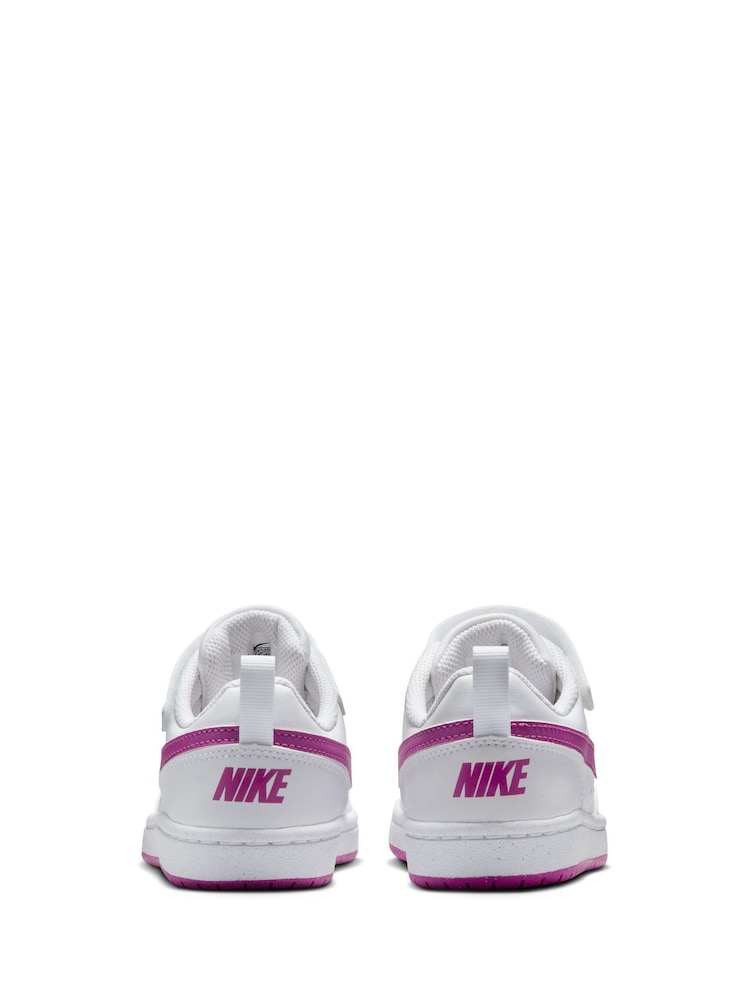 Nike White/Fuschia Pink Junior Court Borough Low Recraft Trainers - Image 4 of 8