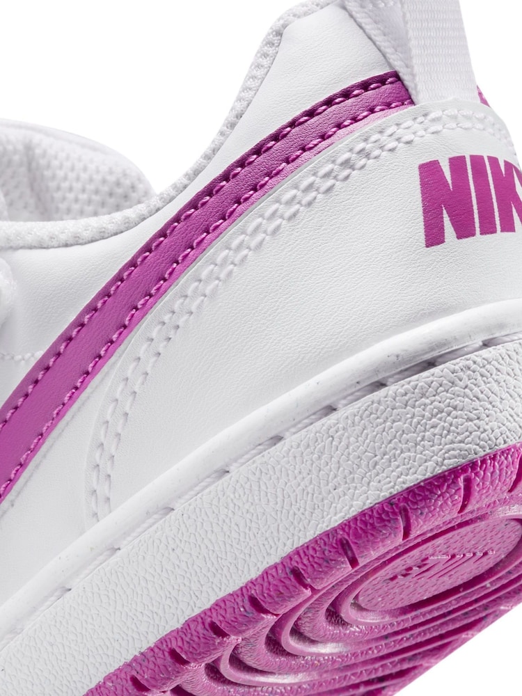 Nike White/Fuschia Pink Junior Court Borough Low Recraft Trainers - Image 8 of 8