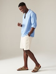 Blue Linen Blend Long Sleeve Kaftan Shirt - Image 2 of 8