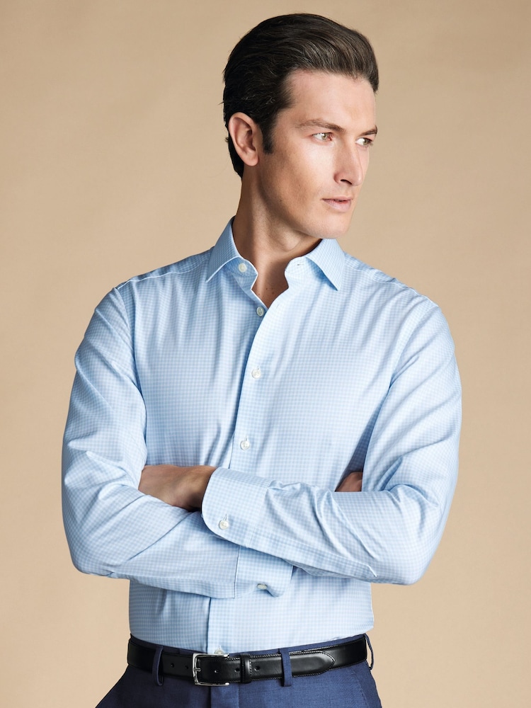 Camo azul - Camisas eCharles Tyrwhitt algodão Slim Fit Noiron Linen - Imagem 1 de 6