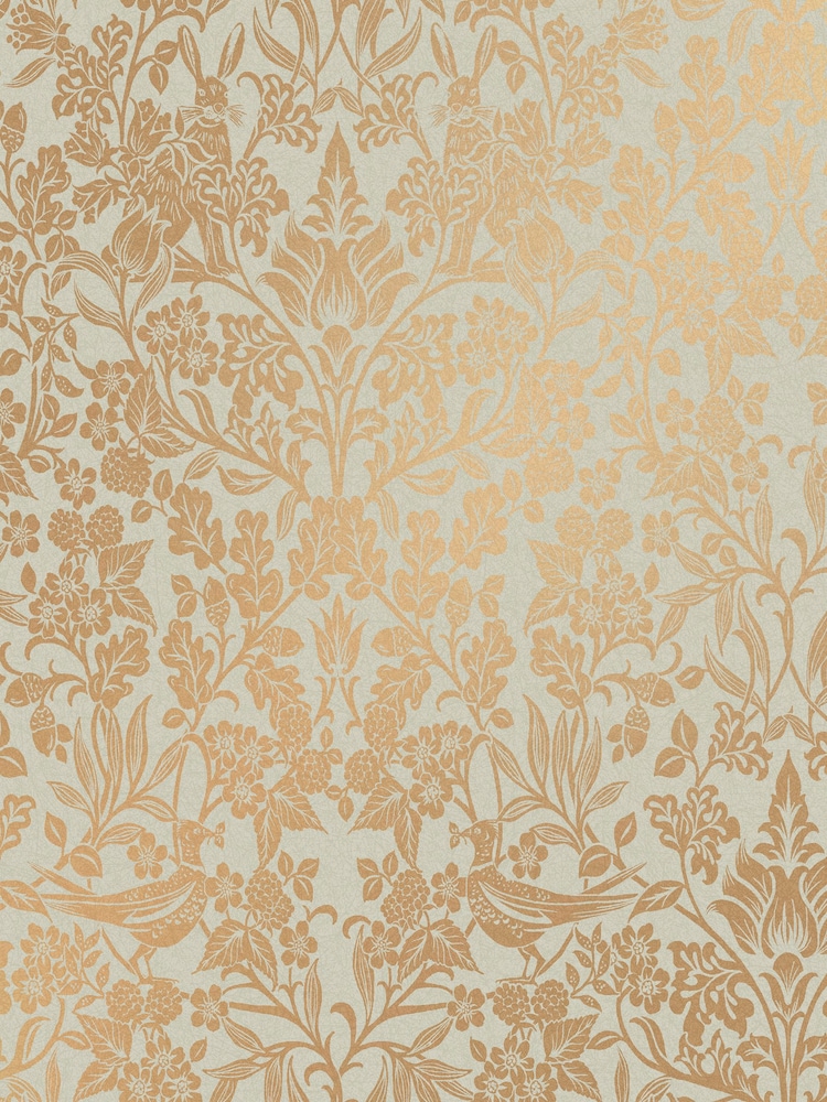 Graham & Brown Gold Hartley Damask Wallpaper Sample - Image 2 of 3