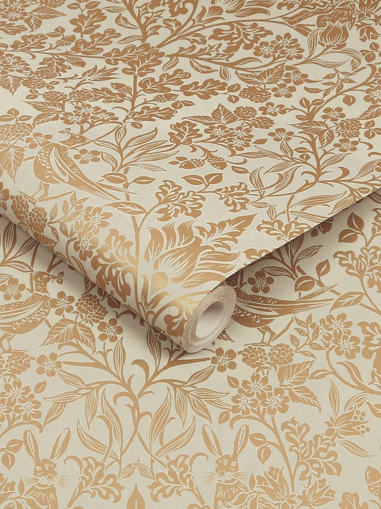 Graham & Brown Gold Hartley Damask Wallpaper Sample - Image 3 of 3