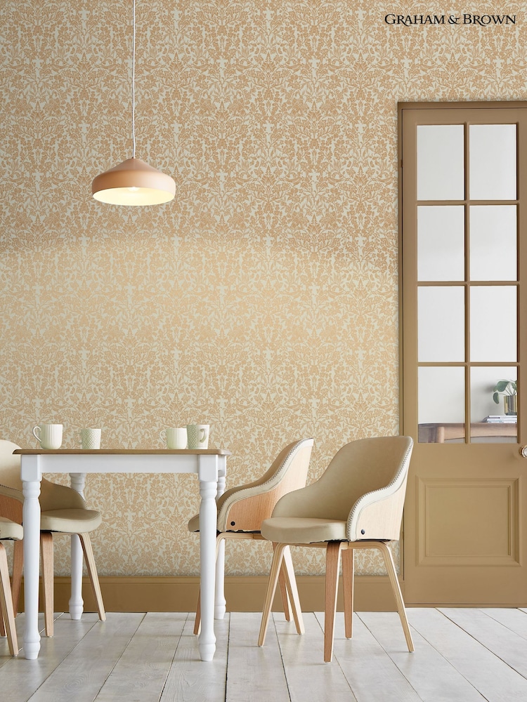 Graham & Brown Gold Hartley Damask Wallpaper Sample - Image 4 of 4 Graham & Brown Gold Hartley Damask Wallpaper Sample - Image 4 of 4