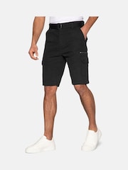 Threadbare Black Blend Belted Cargo Shorts - Image 1 of 4