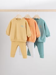 Schriftzug, leuchtende Farben - Sweat-Oberteil und Leggings, 6-teiliges Baby-Set, 100 % Baumwolle - Bild 1 von 13