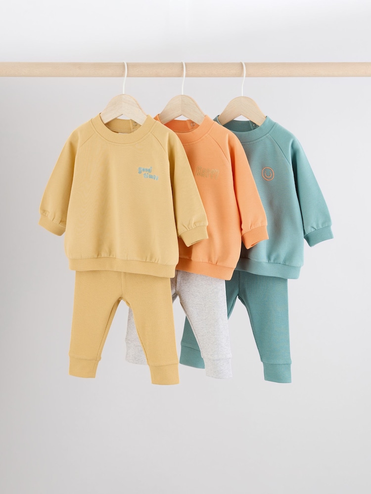 Bright Slogan 100% Cotton Sweat Top and Leggings 6 Piece Baby Set - Image 1 of 13 Bright Slogan 100% Cotton Sweat Top and Leggings 6 Piece Baby Set - Image 1 of 13