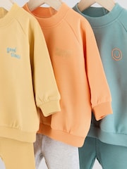 Schriftzug, leuchtende Farben - Sweat-Oberteil und Leggings, 6-teiliges Baby-Set, 100 % Baumwolle - Bild 10 von 13