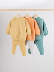 Schriftzug, leuchtende Farben - Sweat-Oberteil und Leggings, 6-teiliges Baby-Set, 100 % Baumwolle - Bild 2 von 13