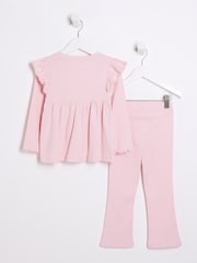 River Island Pink River Island Girls BowsPeplum Kickflare Set - Image 2 of 5