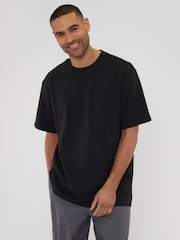 Threadbare Black Stripe Texture Relaxed Fit Textured T-Shirt - Image 1 of 4