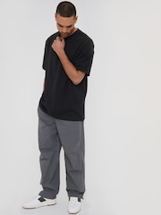 Threadbare Black Stripe Texture Relaxed Fit Textured T-Shirt - Image 3 of 4