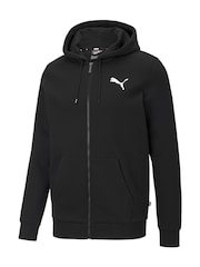 Puma Dark Black Mens Essentials Zip-Up Logo Hoodie - Image 1 of 1