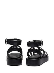 BOSS Black Platform Leather Sandals With Branded Buckle Closure - Image 3 of 4