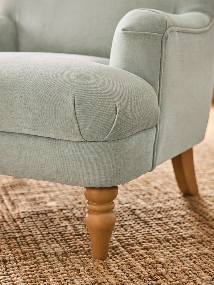 Laura Ashley Baron Chenille Pale Grey Green Clipsham Accent Chair - Image 2 of 8