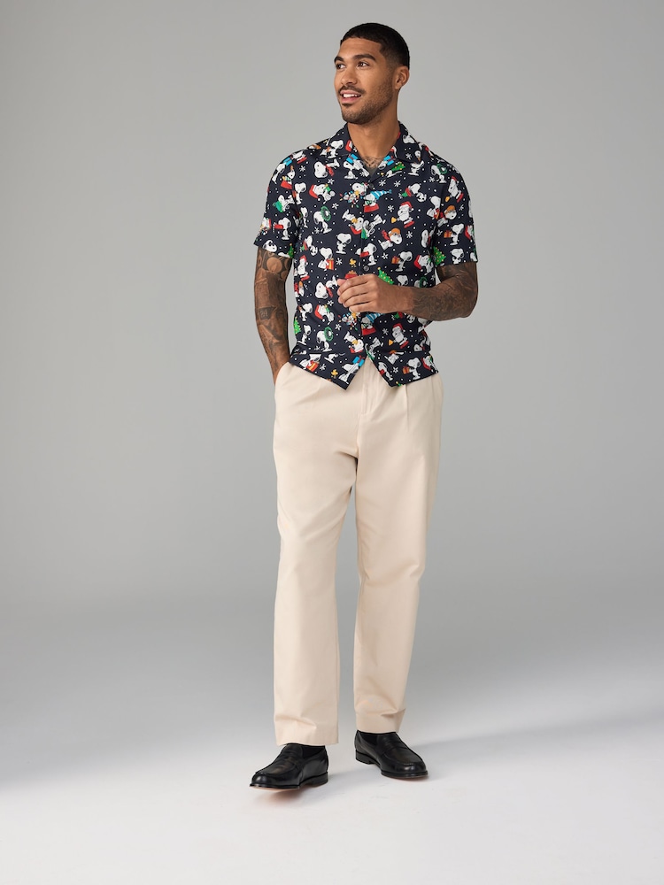 Black Snoopy Short Sleeve Christmas Print Shirt - Image 2 of 7