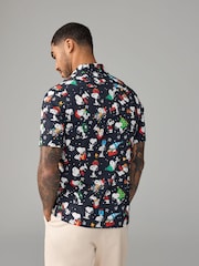 Black Snoopy Short Sleeve Christmas Print Shirt - Image 3 of 7