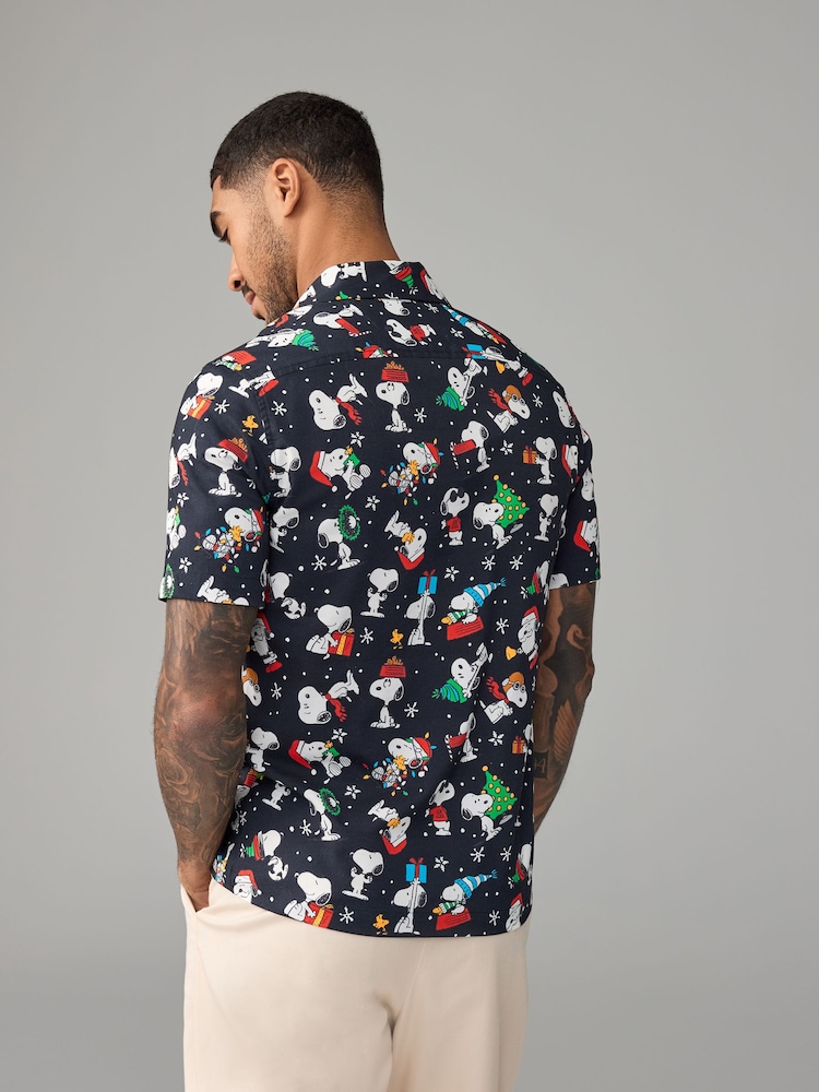 Snoopy noir - Chemise à manches courtes avec imprimé de Noël - Image 3 of 7