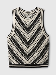 Gap Black & Cream Crochet Vest - Image 5 of 5