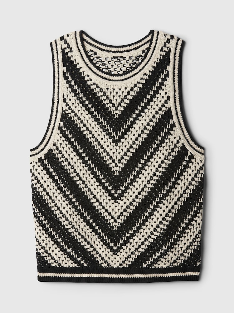 Gap Black & Cream Crochet Vest - Image 5 of 5 Gap Black & Cream Crochet Vest - Image 5 of 5