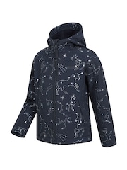 Mountain Warehouse Black Exodus II Kids Printed Water Resistant Softshell Jacket - Image 1 of 5
