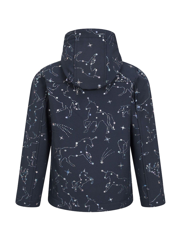 Mountain Warehouse Black Exodus II Kids Printed Water Resistant Softshell Jacket - Image 5 of 5